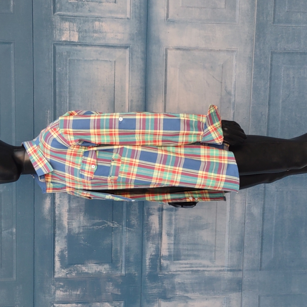 Evolution In Design Men's Multi-Color Plaid Shirt w/Flap Pockets